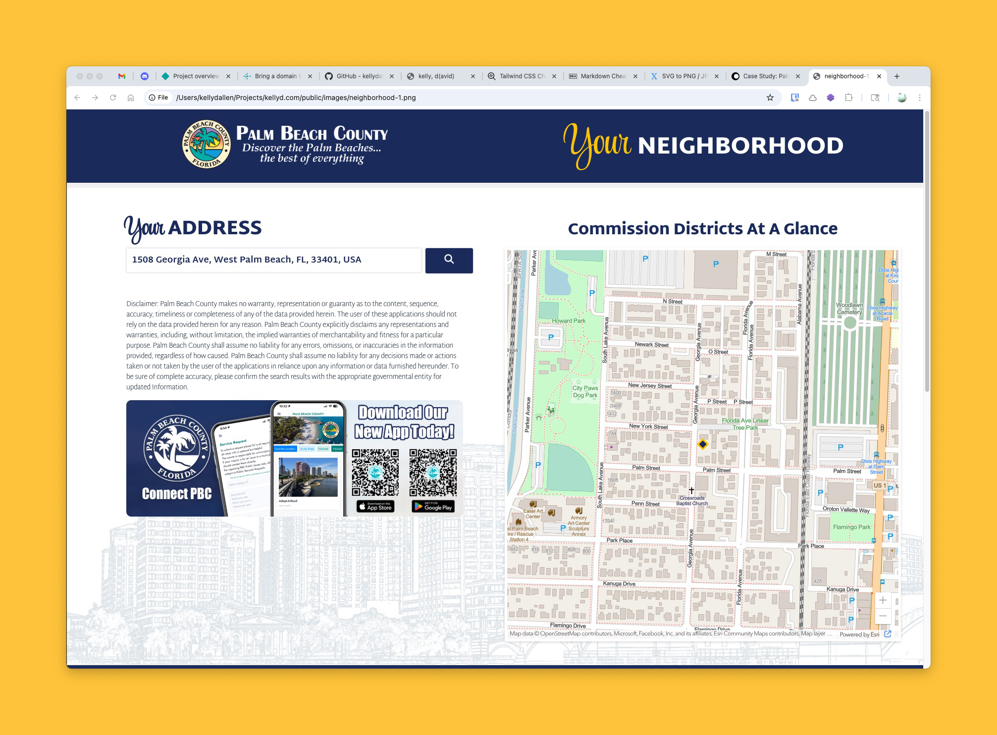 neighborhood app top of page with text entry