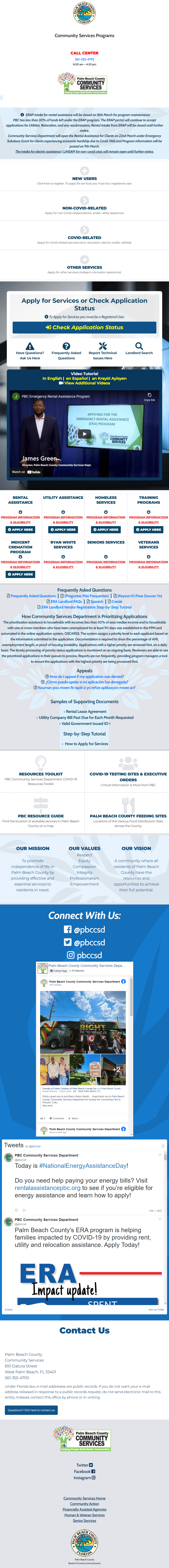 Rental Assistance PBC landing page - mobile