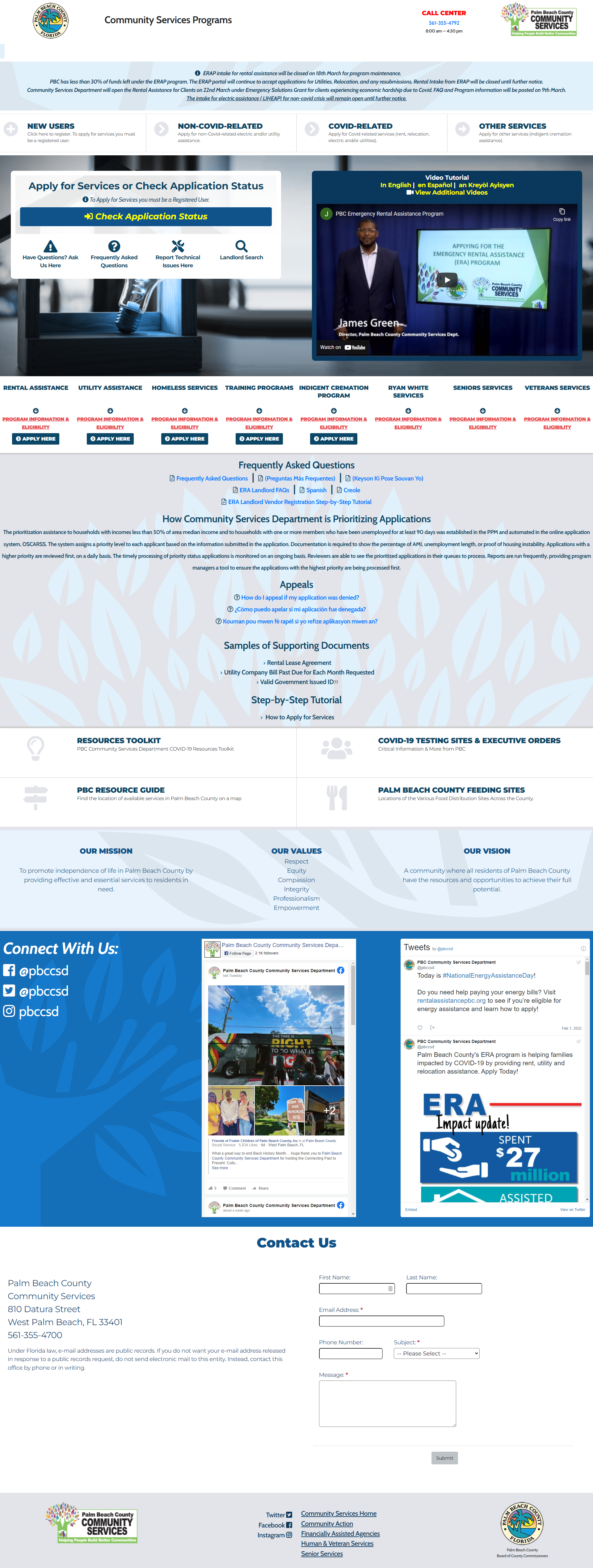 Rental Assistance PBC landing page